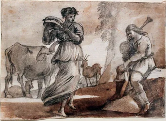 Dancer with Tambourine and Bag-Piper